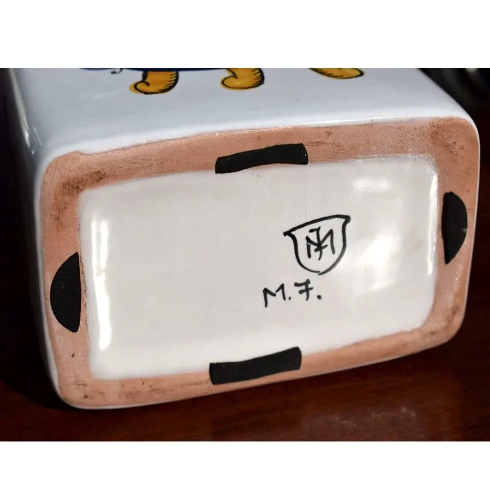Signed Rectangular Pottery Jug with Lid – 10